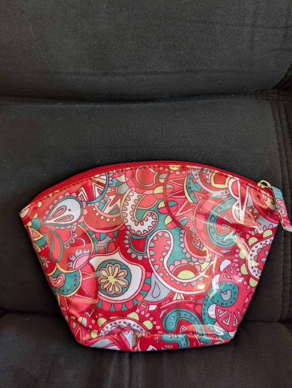 Red Paisley Cosmetic Pouch - Vibrant Travel Makeup Bag